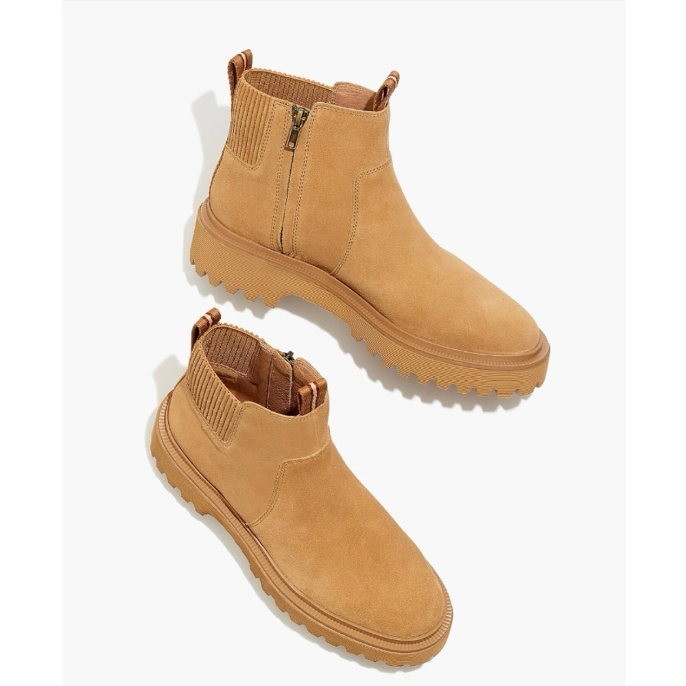 Madewell The Henry Lugsole Boot in Suede Distant Sand size 7.5 Leather Zipper